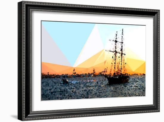 Low Poly New York Art - Sailing Yatch at Sunset-Philippe Hugonnard-Framed Art Print