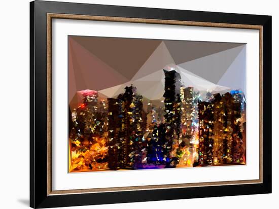 Low Poly New York Art - Silver Night-Philippe Hugonnard-Framed Art Print