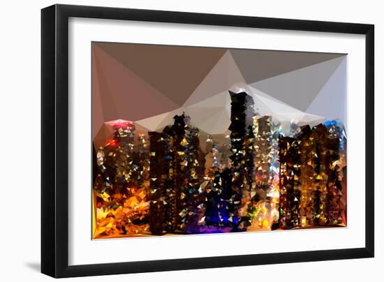 Low Poly New York Art - Silver Night-Philippe Hugonnard-Framed Art Print