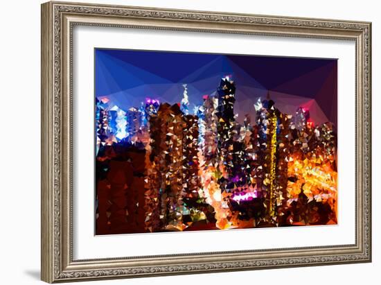 Low Poly New York Art - Skyline at Night-Philippe Hugonnard-Framed Art Print