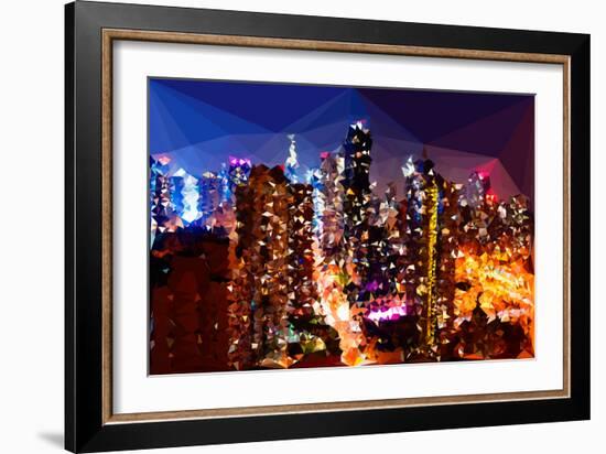 Low Poly New York Art - Skyline at Night-Philippe Hugonnard-Framed Art Print