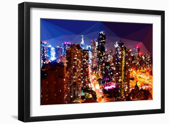 Low Poly New York Art - Skyline at Night-Philippe Hugonnard-Framed Art Print