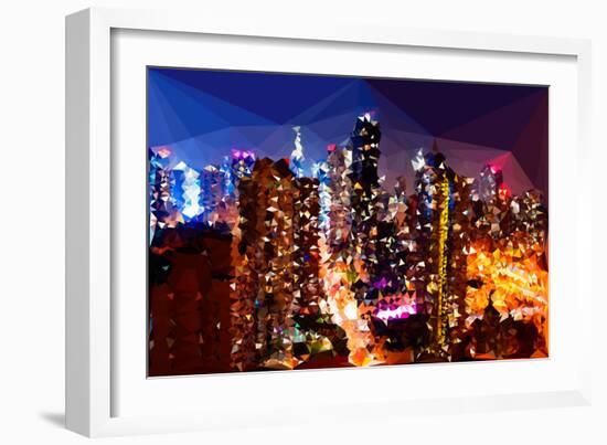 Low Poly New York Art - Skyline at Night-Philippe Hugonnard-Framed Art Print