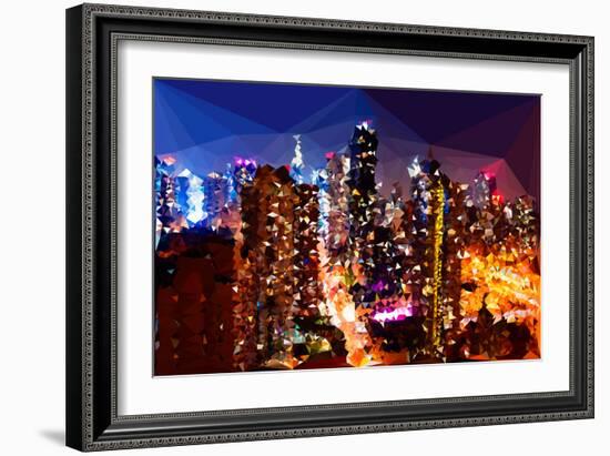 Low Poly New York Art - Skyline at Night-Philippe Hugonnard-Framed Art Print