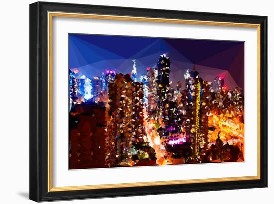 Low Poly New York Art - Skyline at Night-Philippe Hugonnard-Framed Art Print