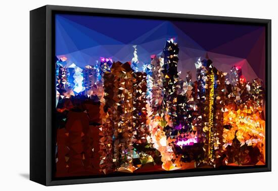 Low Poly New York Art - Skyline at Night-Philippe Hugonnard-Framed Stretched Canvas