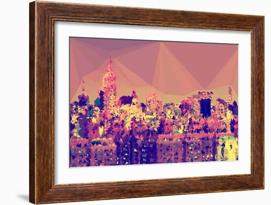Low Poly New York Art - Skyline at Sunset-Philippe Hugonnard-Framed Art Print