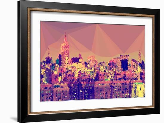 Low Poly New York Art - Skyline at Sunset-Philippe Hugonnard-Framed Art Print