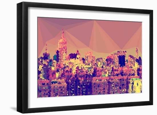 Low Poly New York Art - Skyline at Sunset-Philippe Hugonnard-Framed Art Print