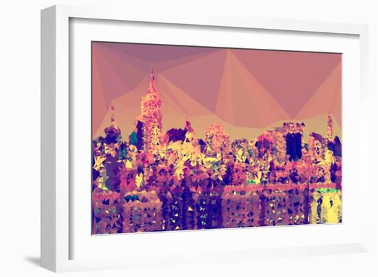 Low Poly New York Art - Skyline at Sunset-Philippe Hugonnard-Framed Art Print