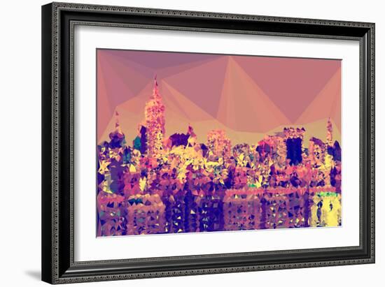 Low Poly New York Art - Skyline at Sunset-Philippe Hugonnard-Framed Art Print