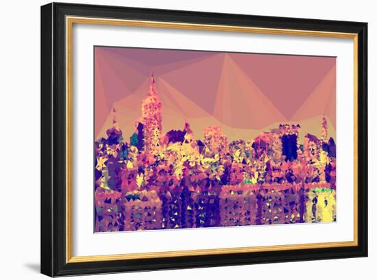 Low Poly New York Art - Skyline at Sunset-Philippe Hugonnard-Framed Art Print