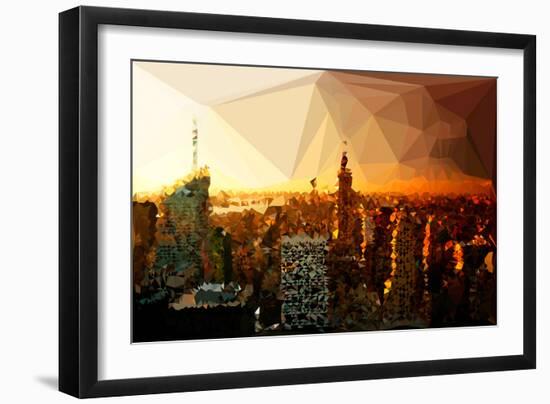 Low Poly New York Art - Skyline Sunset-Philippe Hugonnard-Framed Art Print