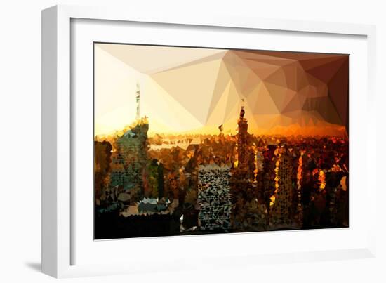 Low Poly New York Art - Skyline Sunset-Philippe Hugonnard-Framed Art Print