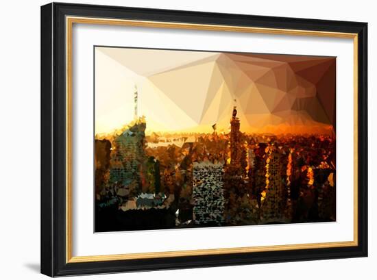 Low Poly New York Art - Skyline Sunset-Philippe Hugonnard-Framed Art Print