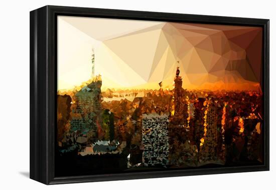 Low Poly New York Art - Skyline Sunset-Philippe Hugonnard-Framed Stretched Canvas