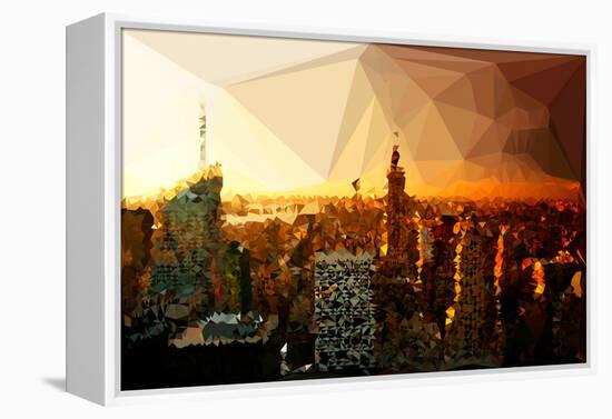 Low Poly New York Art - Skyline Sunset-Philippe Hugonnard-Framed Stretched Canvas