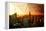 Low Poly New York Art - Skyline Sunset-Philippe Hugonnard-Framed Stretched Canvas