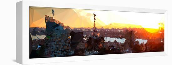Low Poly New York Art - Skyscrapers at Sunset II-Philippe Hugonnard-Framed Stretched Canvas