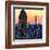 Low Poly New York Art - Skyscrapers Sunset II-Philippe Hugonnard-Framed Art Print