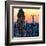 Low Poly New York Art - Skyscrapers Sunset II-Philippe Hugonnard-Framed Art Print