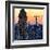 Low Poly New York Art - Skyscrapers Sunset II-Philippe Hugonnard-Framed Art Print