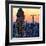 Low Poly New York Art - Skyscrapers Sunset II-Philippe Hugonnard-Framed Art Print