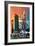 Low Poly New York Art - Skyscrapers Sunset-Philippe Hugonnard-Framed Art Print