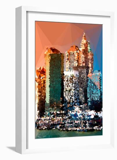 Low Poly New York Art - Skyscrapers Sunset-Philippe Hugonnard-Framed Art Print