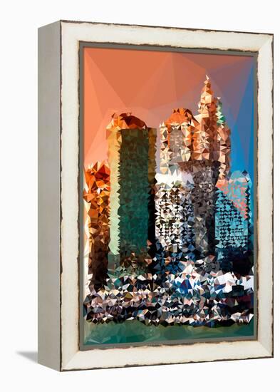 Low Poly New York Art - Skyscrapers Sunset-Philippe Hugonnard-Framed Stretched Canvas