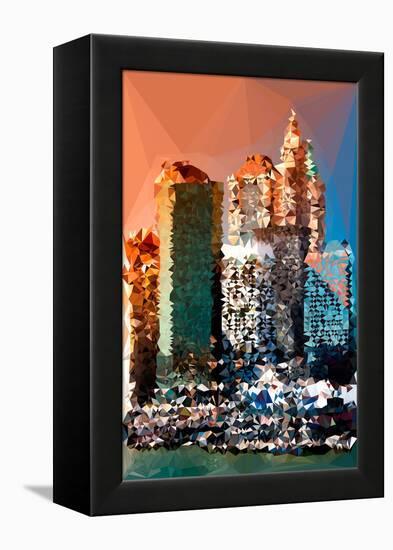 Low Poly New York Art - Skyscrapers Sunset-Philippe Hugonnard-Framed Stretched Canvas