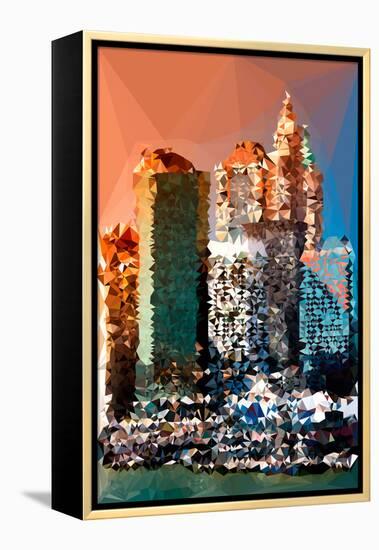 Low Poly New York Art - Skyscrapers Sunset-Philippe Hugonnard-Framed Stretched Canvas