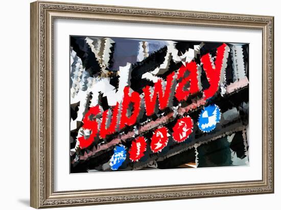 Low Poly New York Art - Subway Sign-Philippe Hugonnard-Framed Art Print