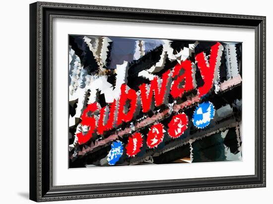 Low Poly New York Art - Subway Sign-Philippe Hugonnard-Framed Art Print