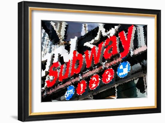 Low Poly New York Art - Subway Sign-Philippe Hugonnard-Framed Art Print