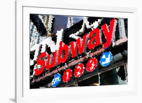 Low Poly New York Art - Subway Sign-Philippe Hugonnard-Framed Art Print