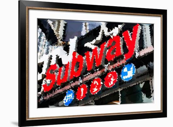 Low Poly New York Art - Subway Sign-Philippe Hugonnard-Framed Art Print