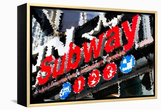 Low Poly New York Art - Subway Sign-Philippe Hugonnard-Framed Stretched Canvas