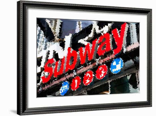 Low Poly New York Art - Subway Sign-Philippe Hugonnard-Framed Art Print