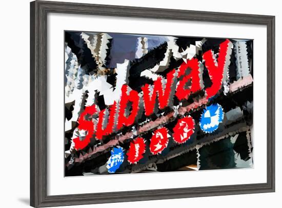 Low Poly New York Art - Subway Sign-Philippe Hugonnard-Framed Art Print