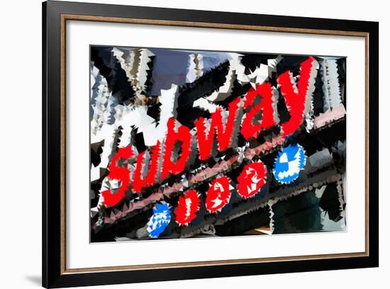 Low Poly New York Art - Subway Sign-Philippe Hugonnard-Framed Art Print