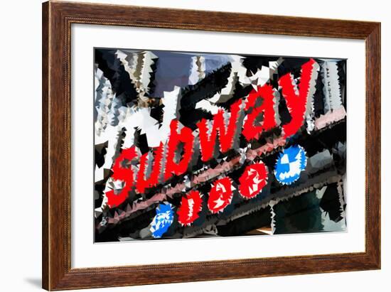 Low Poly New York Art - Subway Sign-Philippe Hugonnard-Framed Art Print