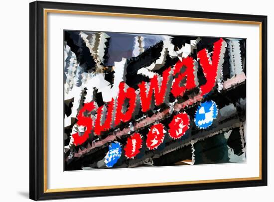 Low Poly New York Art - Subway Sign-Philippe Hugonnard-Framed Art Print