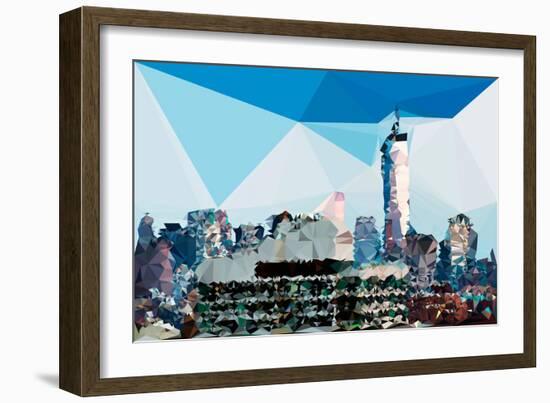 Low Poly New York Art - Summer Night-Philippe Hugonnard-Framed Art Print