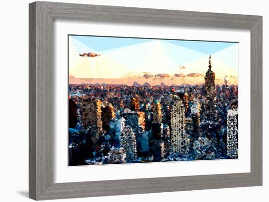 Low Poly New York Art - Sunset Manhattan-Philippe Hugonnard-Framed Art Print