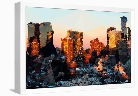 Low Poly New York Art - Sunset Pastel-Philippe Hugonnard-Framed Stretched Canvas