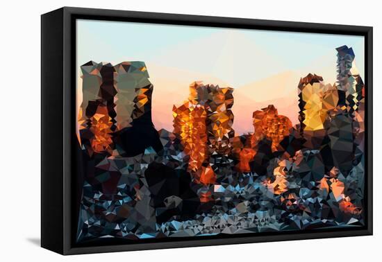 Low Poly New York Art - Sunset Pastel-Philippe Hugonnard-Framed Stretched Canvas