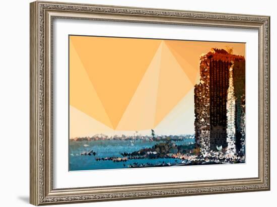 Low Poly New York Art - Sunset Pier-Philippe Hugonnard-Framed Art Print