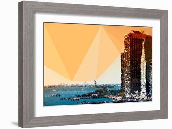 Low Poly New York Art - Sunset Pier-Philippe Hugonnard-Framed Art Print