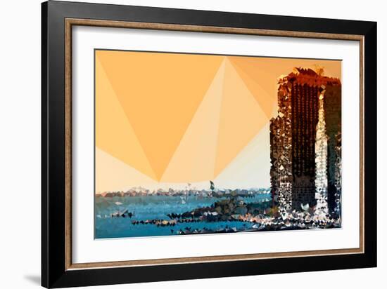 Low Poly New York Art - Sunset Pier-Philippe Hugonnard-Framed Art Print